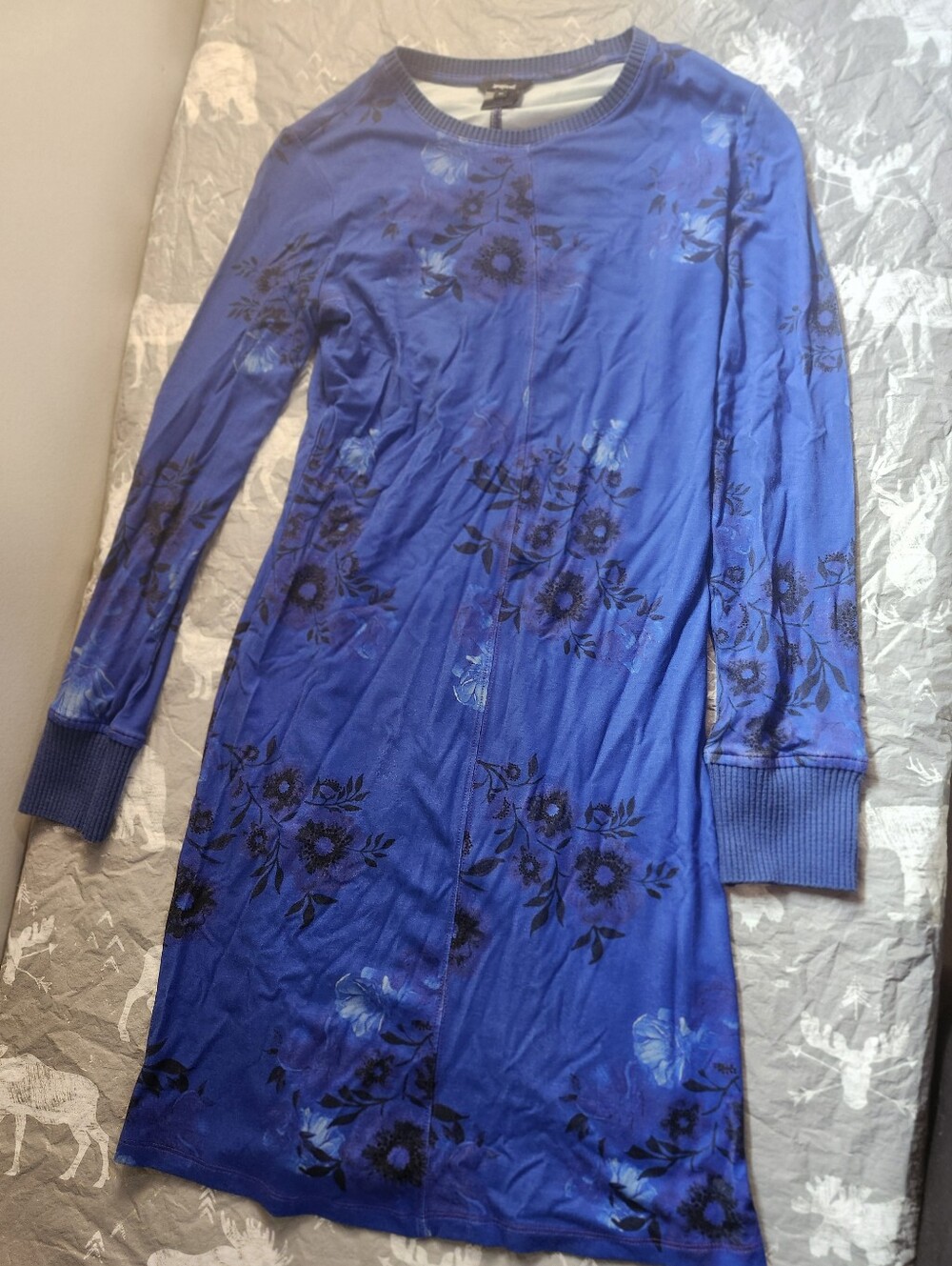 Desigual Blue Long Sleeve Floral Dress